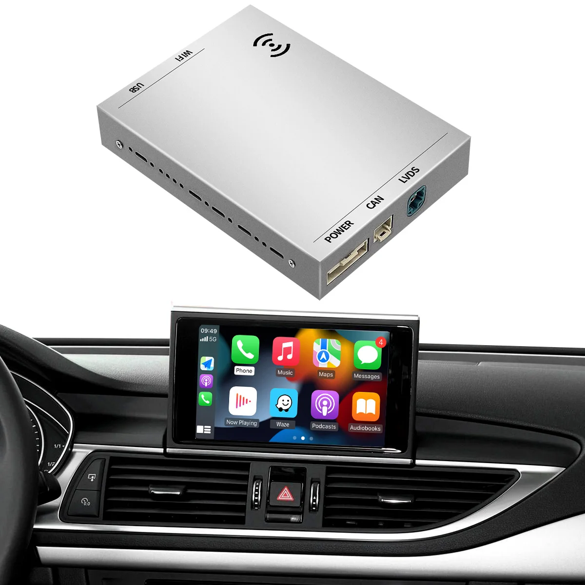Wireless  CarPlay Android Auto For Audi A1/A3/A4/A5/A6/A8/Q2/Q3/Q5/Q7/S4/S5/MMI/MIB Car Android Screen Video 1 Year