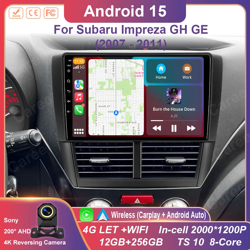 Android 15 Carplay Auto For Subaru Impreza GH GE 2007 2008 2009 2010 2011 Car Radio Multimedia Player Stereo Head Unit 4G WiFi
