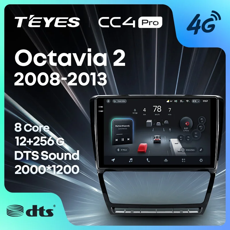 TEYES CC4 PRO For Skoda Octavia 2 A5 2008 - 2013 CarPlay Android Auto Car Play Radio Multimedia Stereo 2DIN