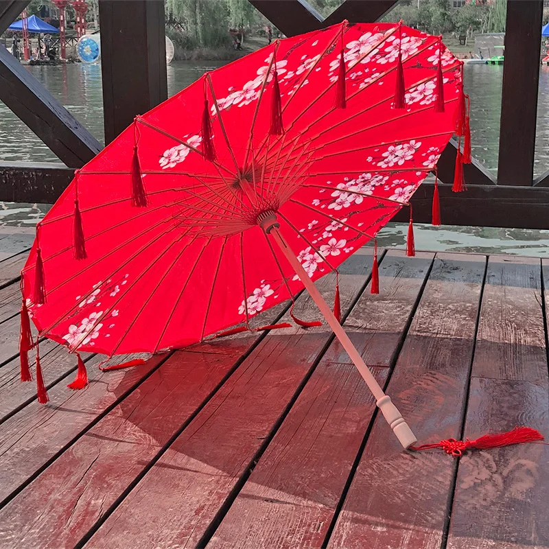 82CM Classical Oil Paper Umbrella with Tassel Chinese Japanese Ancient Style for Hanfu Cosplay El Principito Home Decor