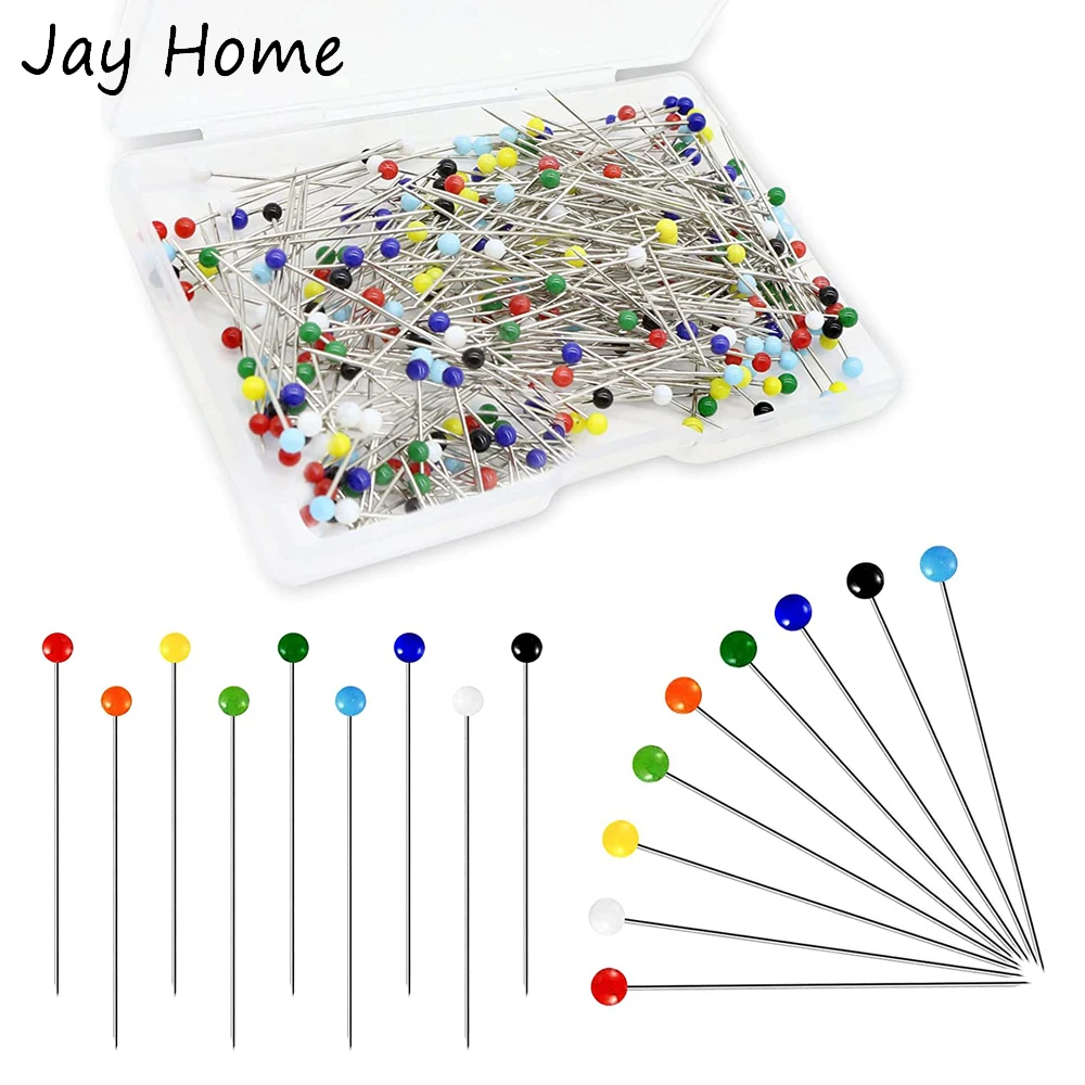 250PCS Sewing Pins Multicolor Head Pins 38MM Glass Head Pins Pearl Headed Corsage Pins for Dressmaker Jewelry Decoration