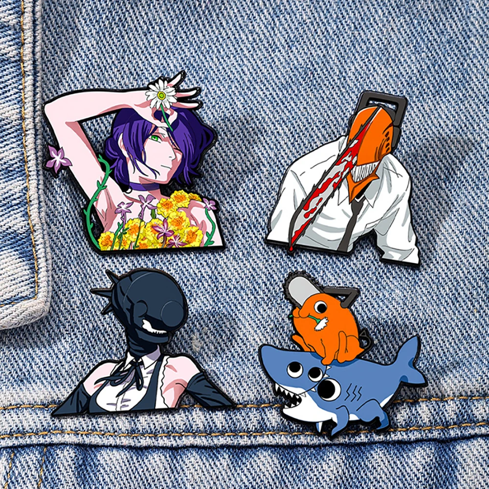 4pcs/set Anime Movie Reze Arc Cosplay Brooches Hayakawa Aki Badge Costume Metal Corsage Pins Cosplay Accessories Fans Gifts