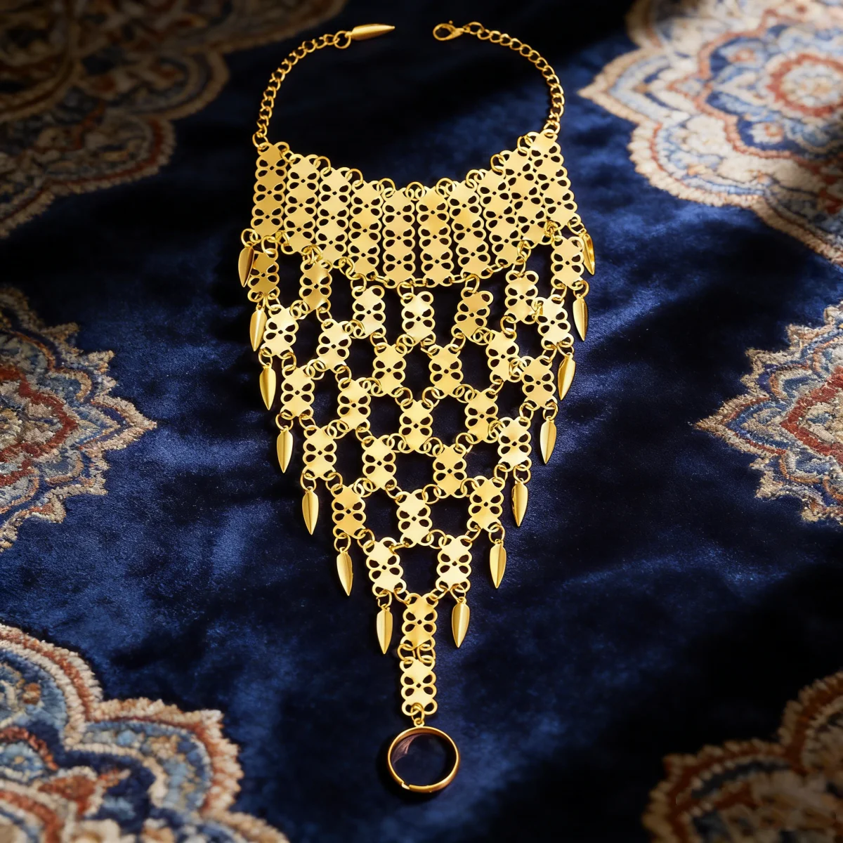 Fashionable Hollow Pattern Hand Back Chain Retro Tassel Fingerless Bracelet for Evening Dresses And Parties Stylish Accessory