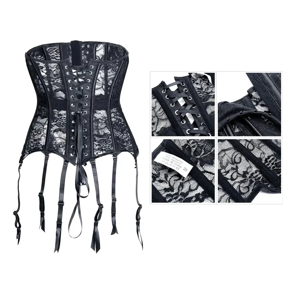 Waist Training Corsets Lace Up Underbust Corselet Bustiers & Corsets Sexy Mesh Steampunk Corset Modeling Corsages Gothic Korset