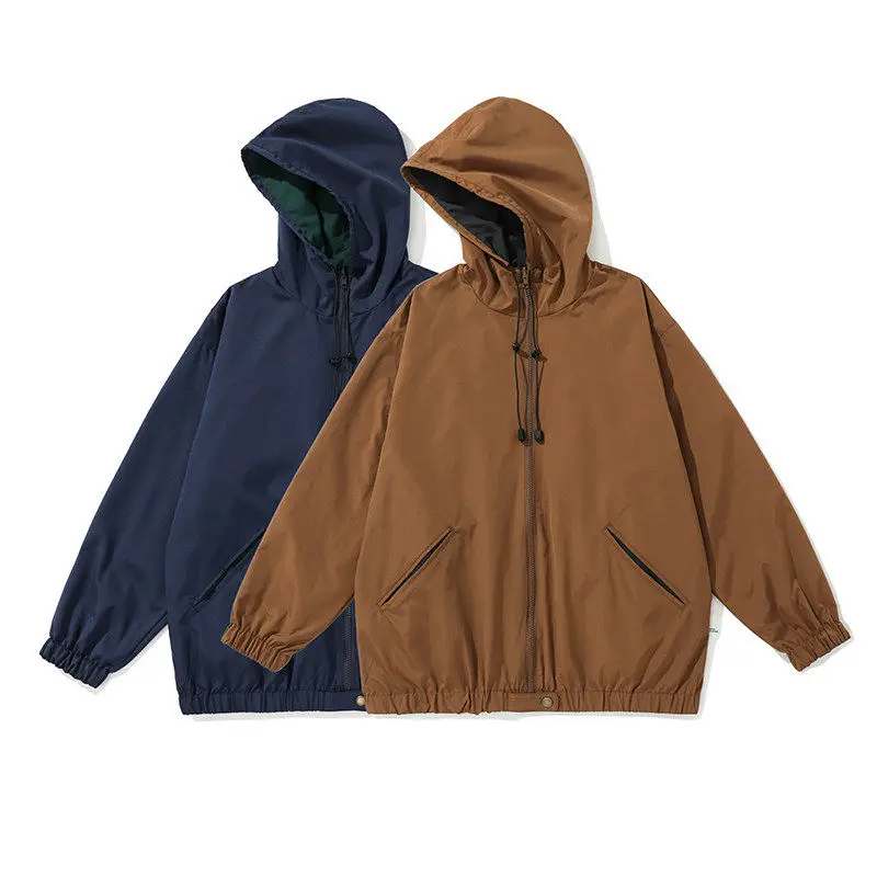 Outdoor Style Double-sided Hooded Jacket for Men and Women Spring Fashion Wide Pine Mountain Series Waterproof Coat