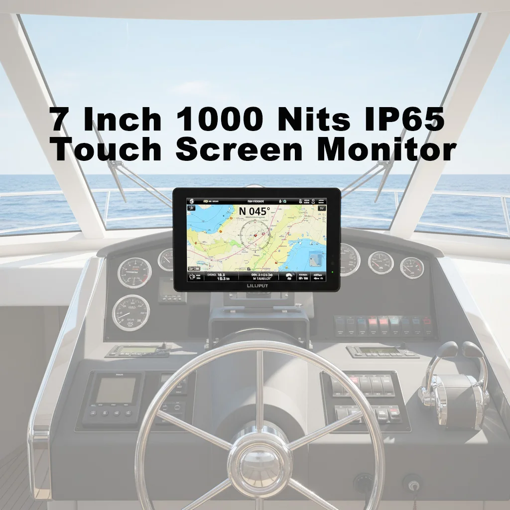 Outdoor 7 Inch Waterproof Marine Display for Yacht Dashboard Navigation Instrumentation Monitoring and Entertainment Control