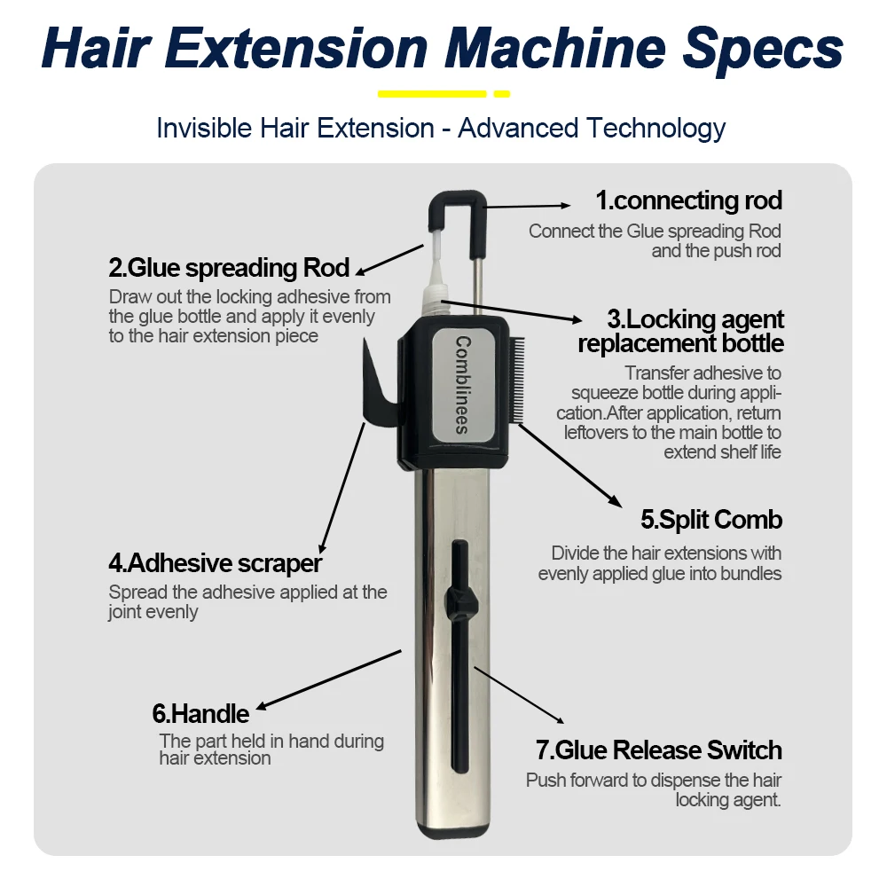 New Innovation Comblinees Hair Extension Machine Ice Glue Fast Dry Bonding Kit Salon Professional Tool Set No UV Light Required