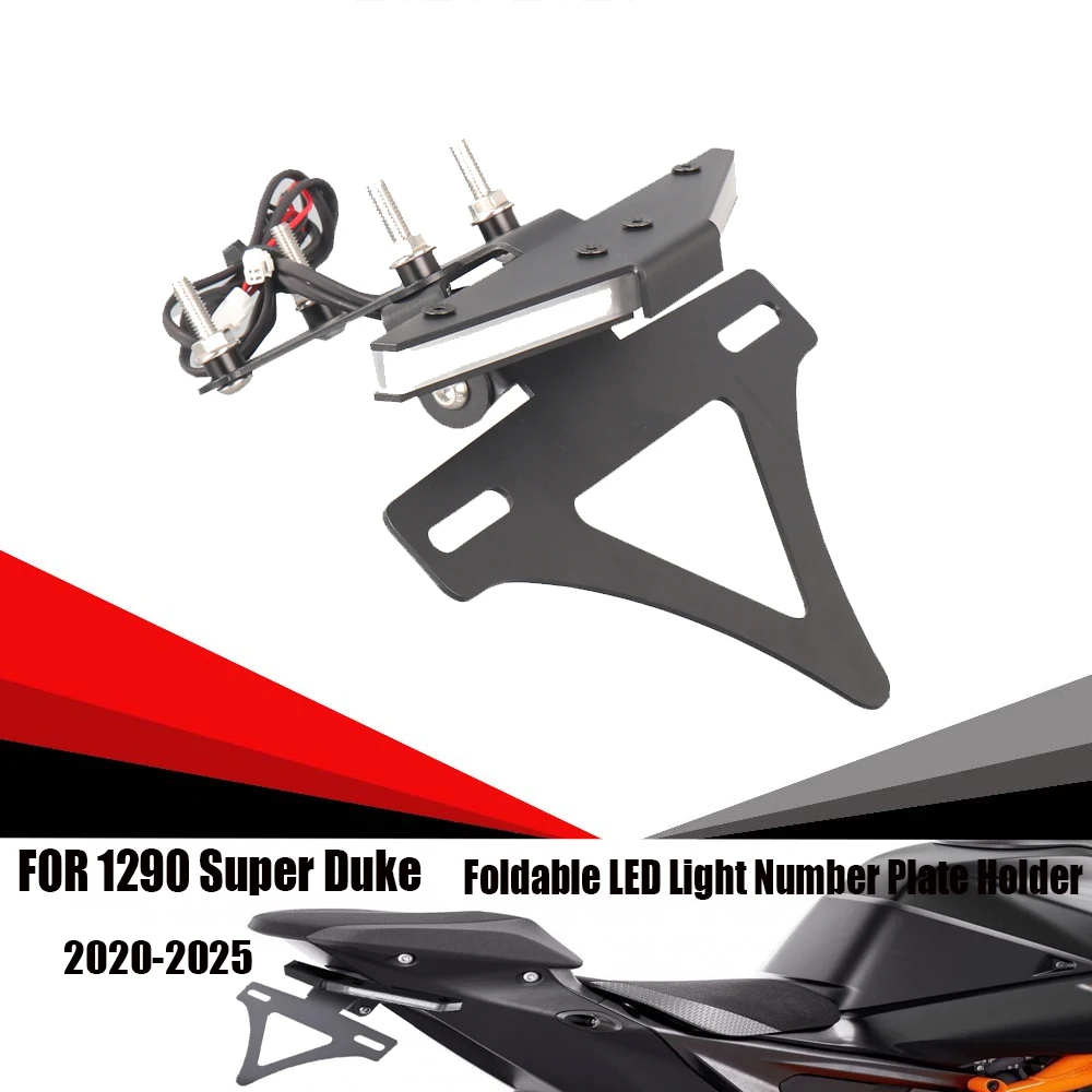 motorcycle foldable LED turn signal license plate holder Suitable for KTM 1290 Super Duke R 2020 2021 2022 2023 2025
