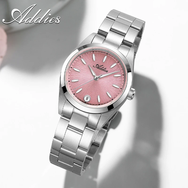 ADDIES 31mm Watch for Women Sapphire Crystal Stainless Steel Quartz Ladies Wristwatch 50m Waterproof Luminous Woman Watches Gift