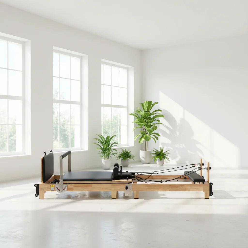 Premium Oak Foldable Pilates Reformer, Adjustable for Home & Studio