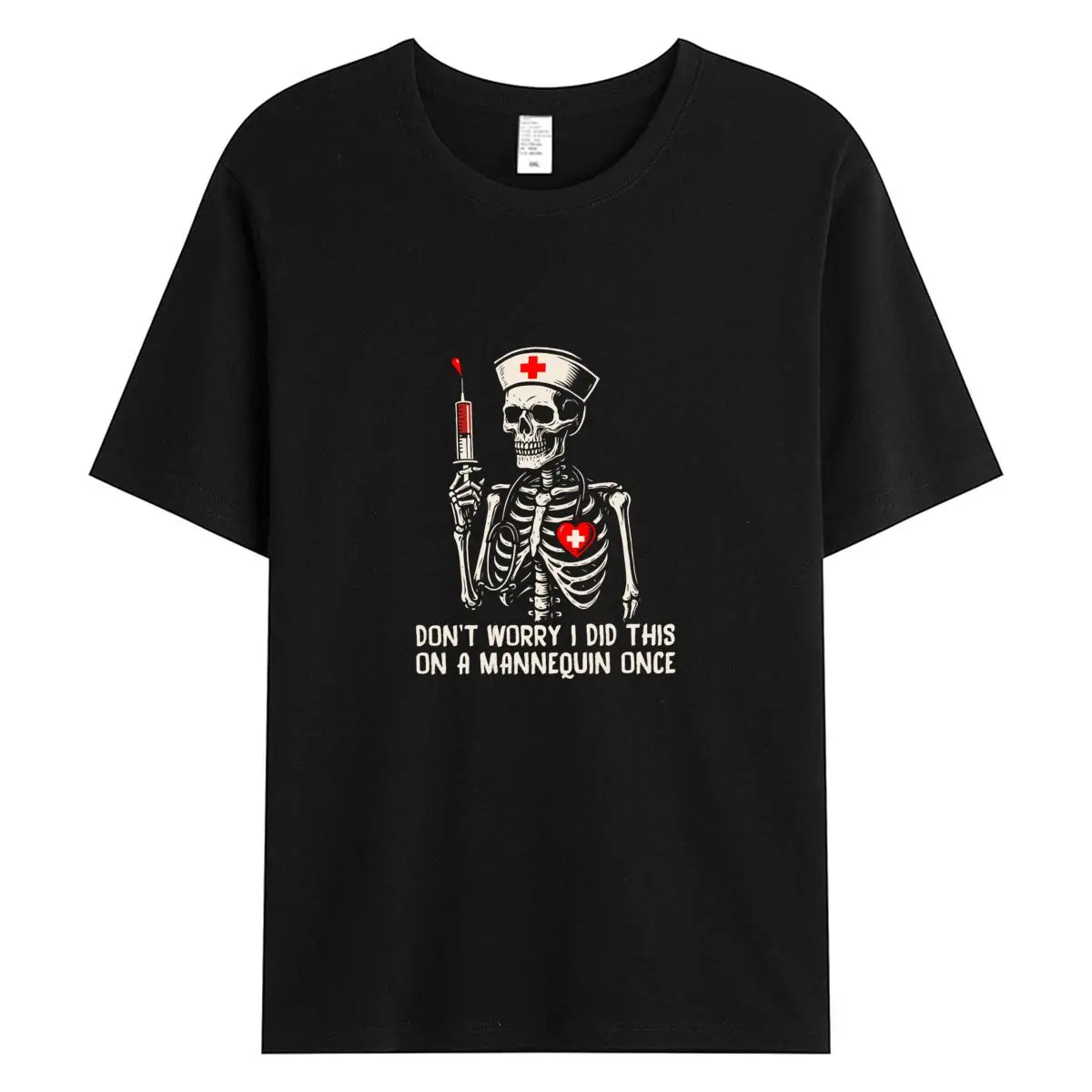 Women Tshirt Summer Woman Tops 100% Cotton Short Sleeve T-shirt Funny Skeleton Nurse Graphic T Shirts Female Oversized Tees
