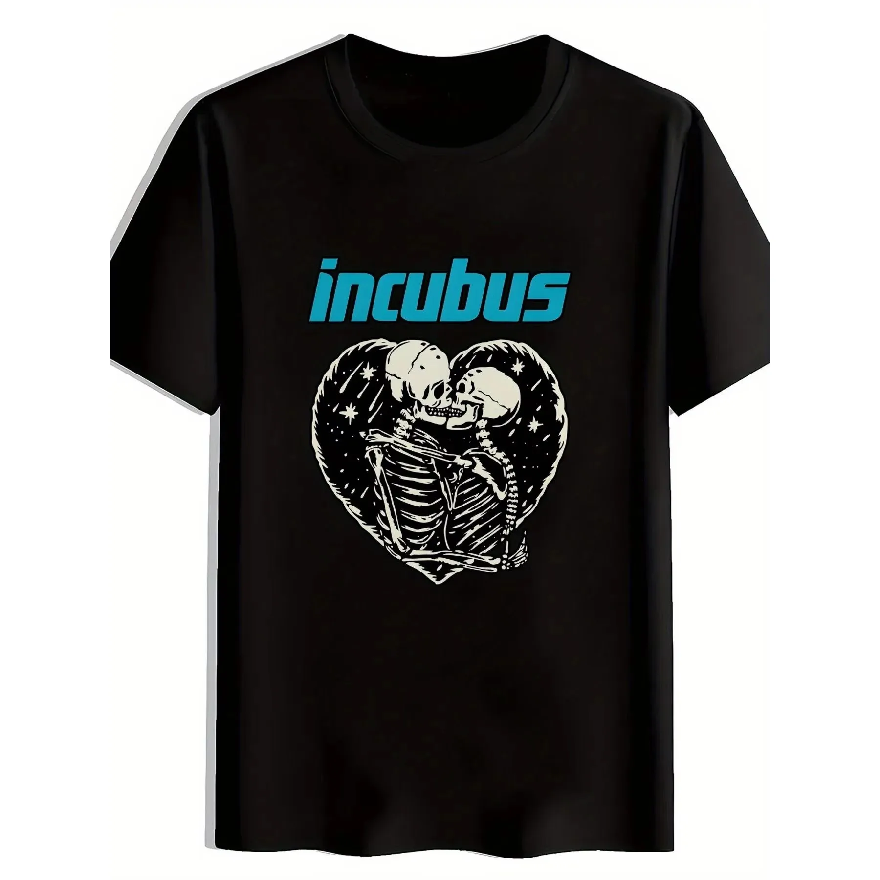 Incubus Skull Heart Graphic Men's Short Sleeve T-Shirt Breathable Cotton Casual Crew Neck Tee