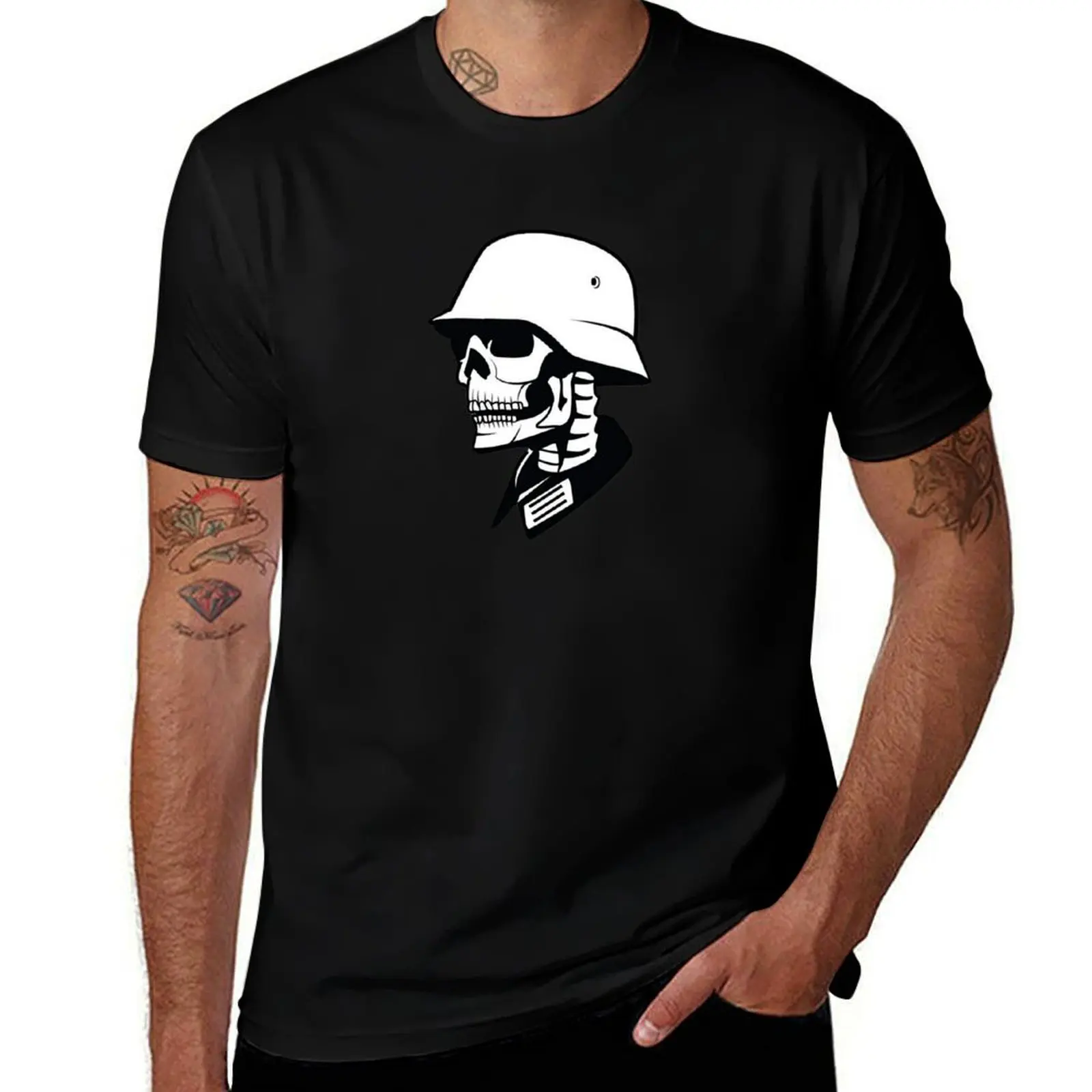 skull of a solider T-Shirt Trendy Print Short Sleeve T-Shirt