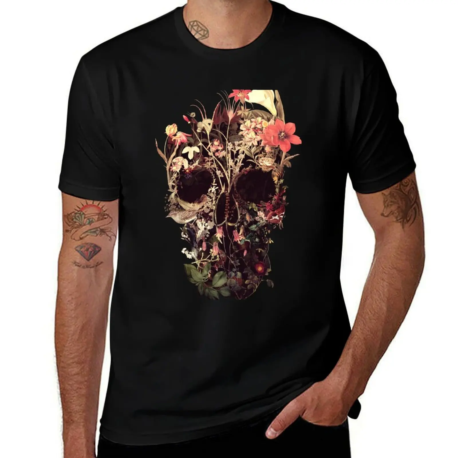 Bloom Skull T-Shirt Urban Style Casual Short Sleeve Top