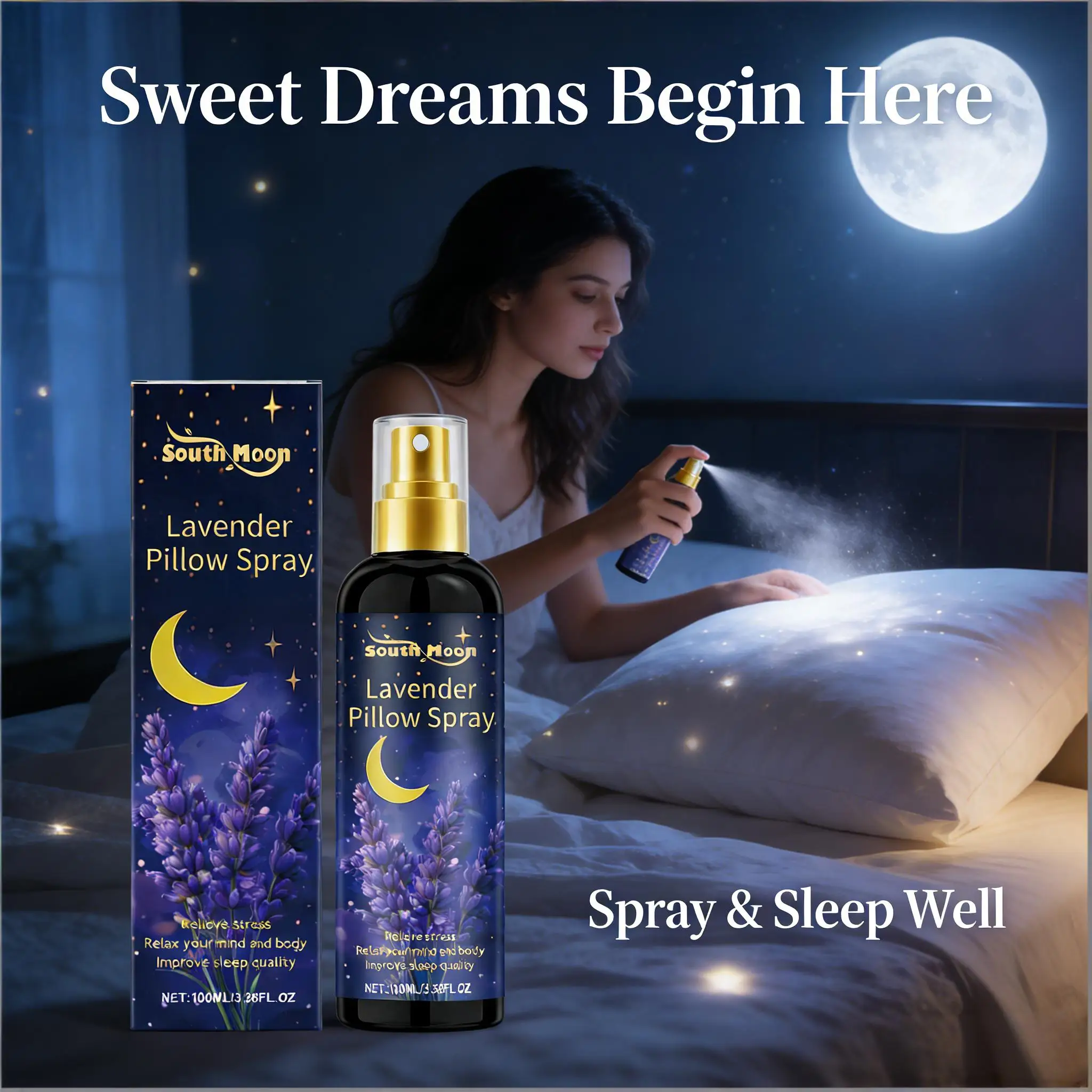 Sleep Spray Lavender for Pillows Relieve Anxiety Fall Asleep Improve Sleep Quality Natural Aromatherapy Body Relaxation Spray
