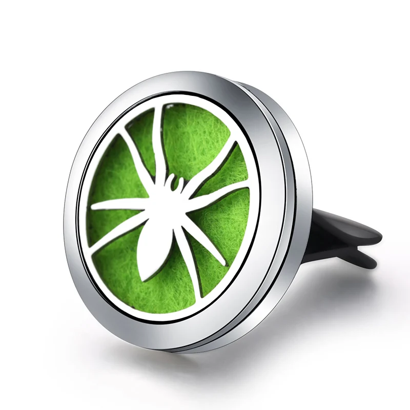 Spider Pattern Car Aroma Air Freshener Clip Stainless Steel Essential Oil Diffuser Perfume Lockets Pendant Aromatherapy Jewelry