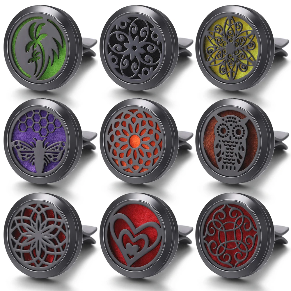 Black Hollow Heart Shape Pattern Car Air Freshener Diffuser Clip Aromatherapy Lockets Essential Oil Perfume Outlet Pendant Gift