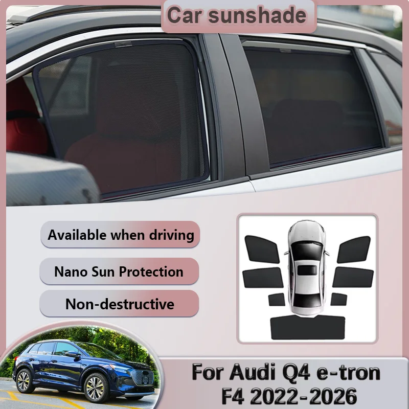 Sunshades For Audi Q4 e-tron F4 2022-2026 2025 Car Mesh Visors Side Window Magnetic Sun Shades Privacy Curtains Auto Accessories