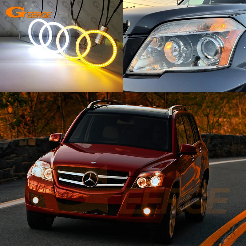 For Mercedes Benz Glk X204 2008 2009 2010 2011 2012 Ultra Bright Switchback Day Light Turn Signal Led Angel Eyes Kit Halo Rings