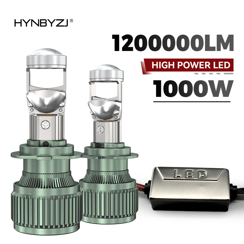 HYNBYZJ H11 H4 1200000LM 1000W CANBUS Car LED Headlights 9005 9006 H7 LED Projector Lens Bulbs 6000K White 12V 24V Auto Headlamp