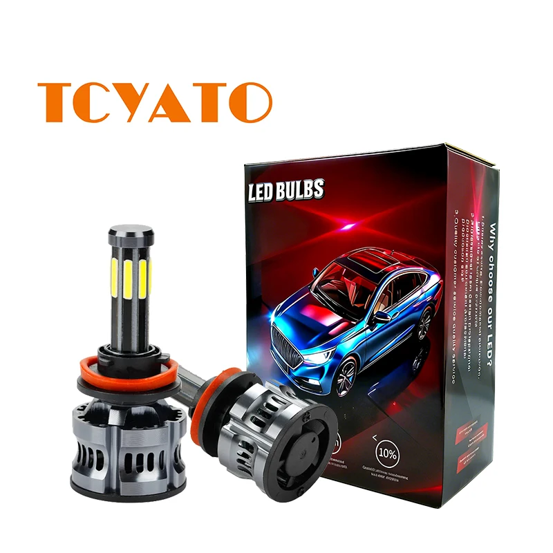 TCYATO 8-Sided LED Bulbs for Cars H1H7H4 High and Low Beam Integrated 6000K Car Lights 9005 LED, Front Headlights, Fog Light