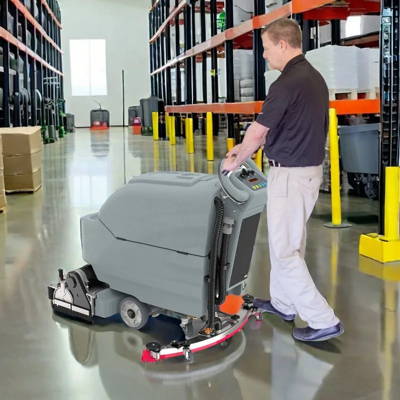Professional Automatic Wireless Walk Behind Floor Scrubber Sweeper With Self Driving Travel Controller
