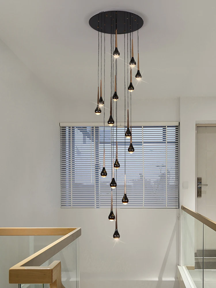 Led Minimalist Chandelier Modern Staircase Lighting Nordic Living Room Chandelier Ceiling Decoration Villa Restaurant Pendant
