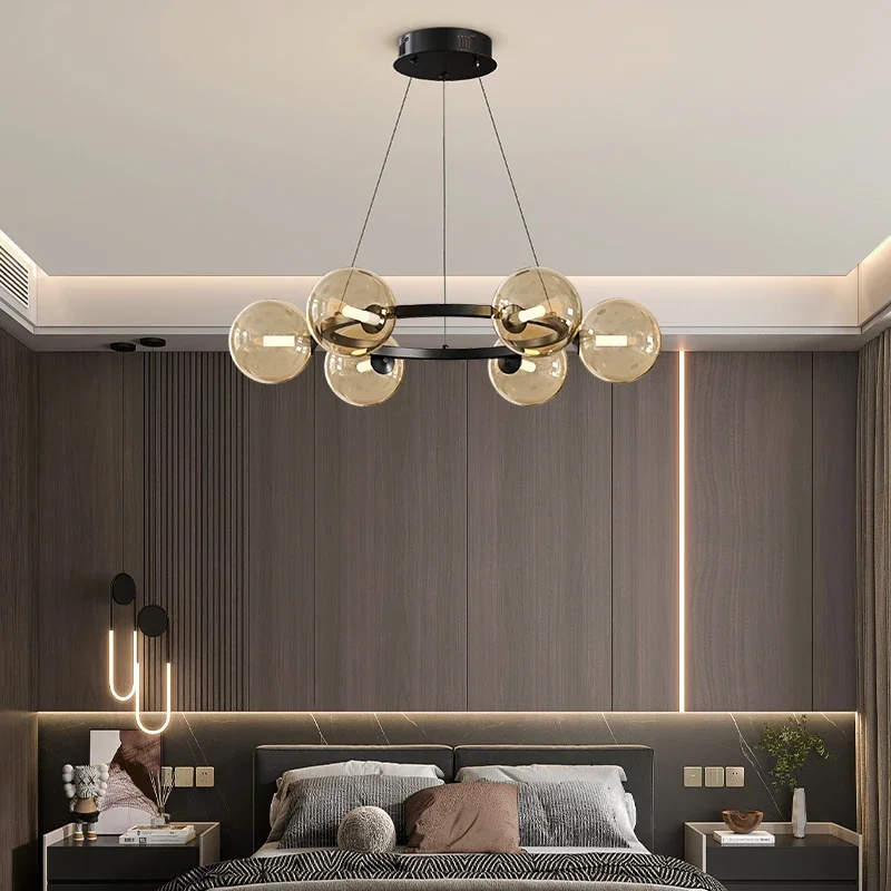 Nordic Smoked Glass Bubble Chandelier Minimalist Chandelier Living Room Dining Room Bedroom Home Decoration Indoor Lighting