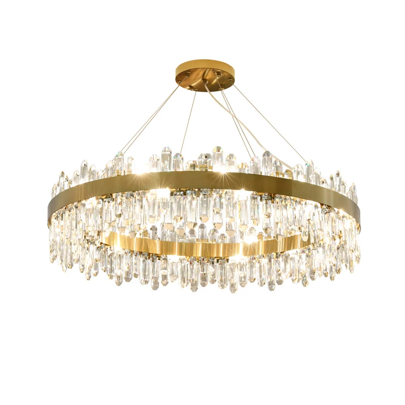 Round Oval Black Silver Chrome Gold Crystal LED Hanging Lamps Chandelier Lighting Lustre Suspension Luminaire Lampen For Foyer