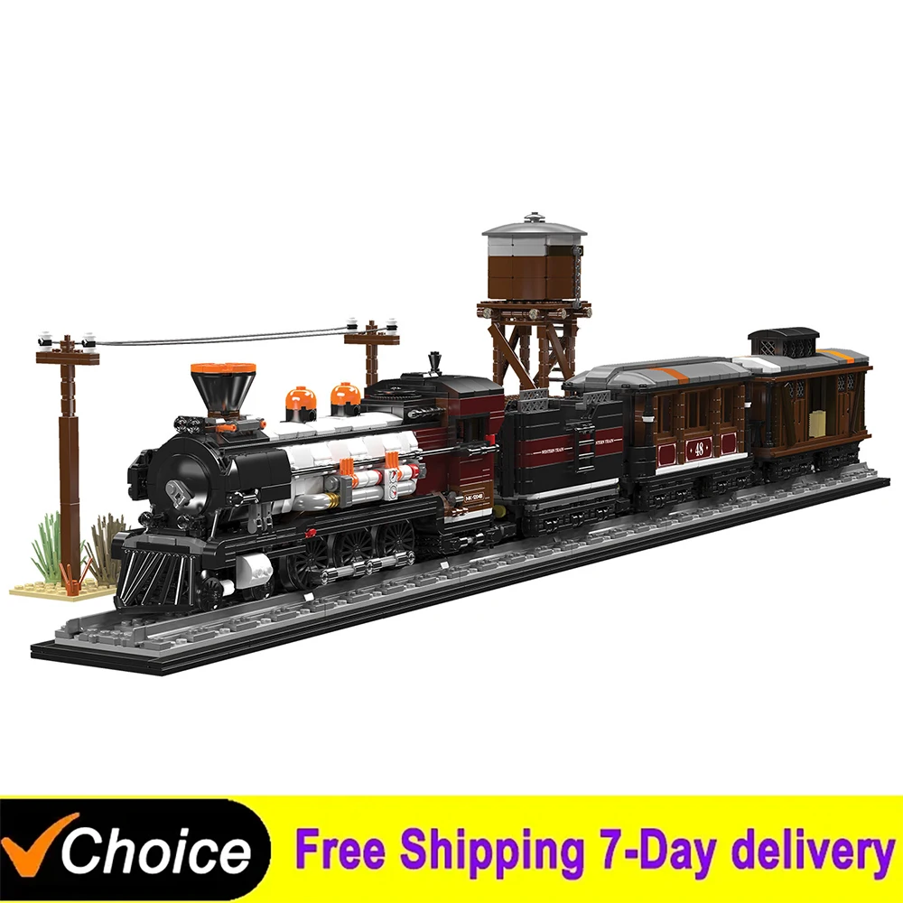 MO2462Pcs Technical Train The Western trains Model Building Blocks Assembling Bricks Toys Adult DIY Collection Gift Boys