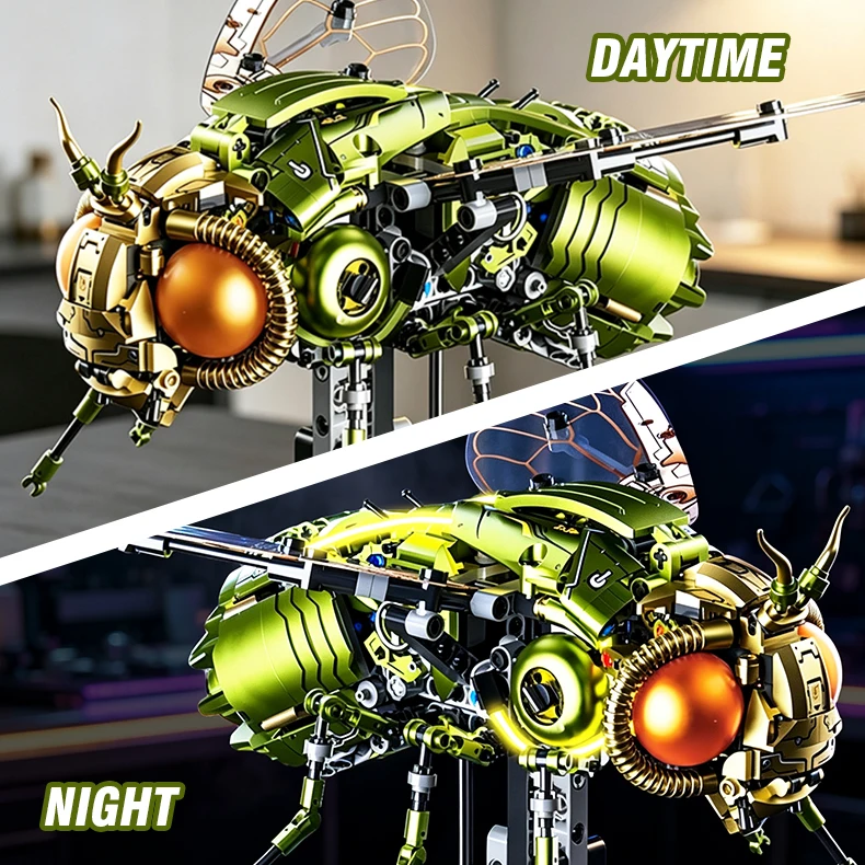Fruit Fly Electronic Building Block Set with Lights Mechanical Animal Model Diy Building Blocks Desktop Deco Gifts for Boy Girl