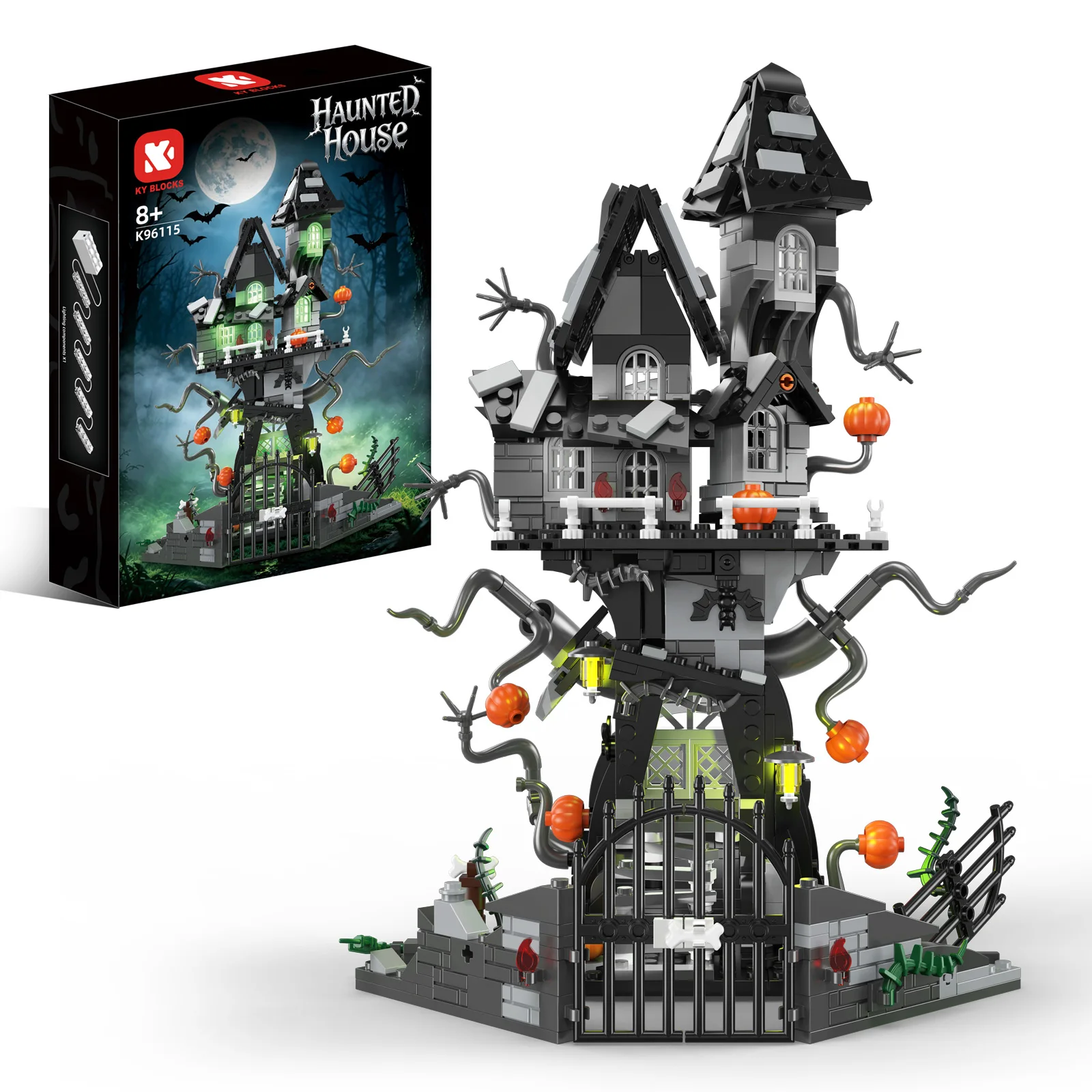 K96115 Halloween Nightmareal Castle Building Blocks Ghost Skeletion Pumpkin Hut Model Bricks Toys Ornament Diy Gifts Boys