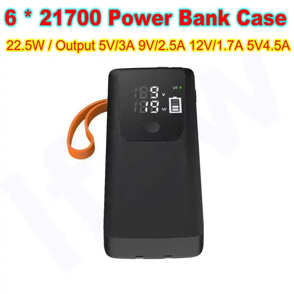 21700 Battery Case Power Bank Housing DIY Shell Holder Detachable Remove Battery Charge Storage Box With Cable LED No Battery