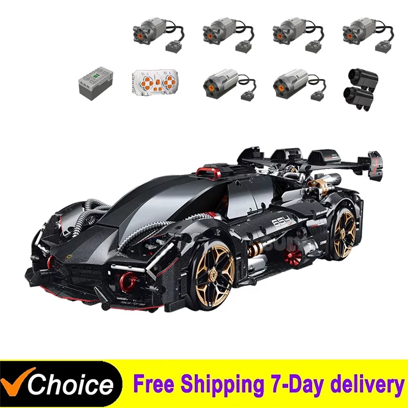 New 2104Pcs Technical  1:10 Remote Control Terzo Millennio Car Building Blocks Bricks Desktop Collection Adult Kids DIY Toy Gift