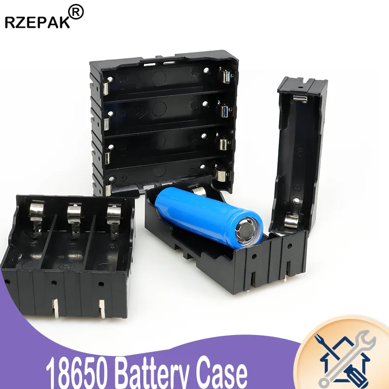 DIY ABS 18650 Power Bank Case, 1/2/3/4 Slots 18650 Battery Holder Storage Box Hard Pin Battery Container