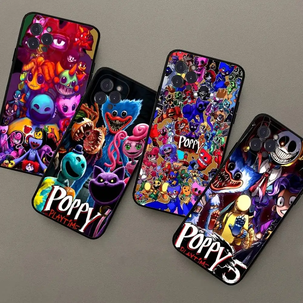 Horror Video P-Poppys Game Playtimes Phone Case For IPhone 17 16 15 14 13 12 11 Pro Max Plus mini Silicone Black Cover