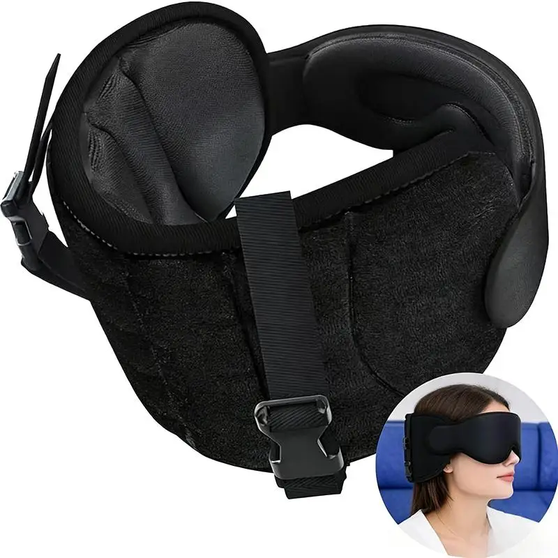 1 Set Travel Pillow Soft Adjustable Airplane 3D Contoured Blackout Zero Eye Pressure Sleeping Mask