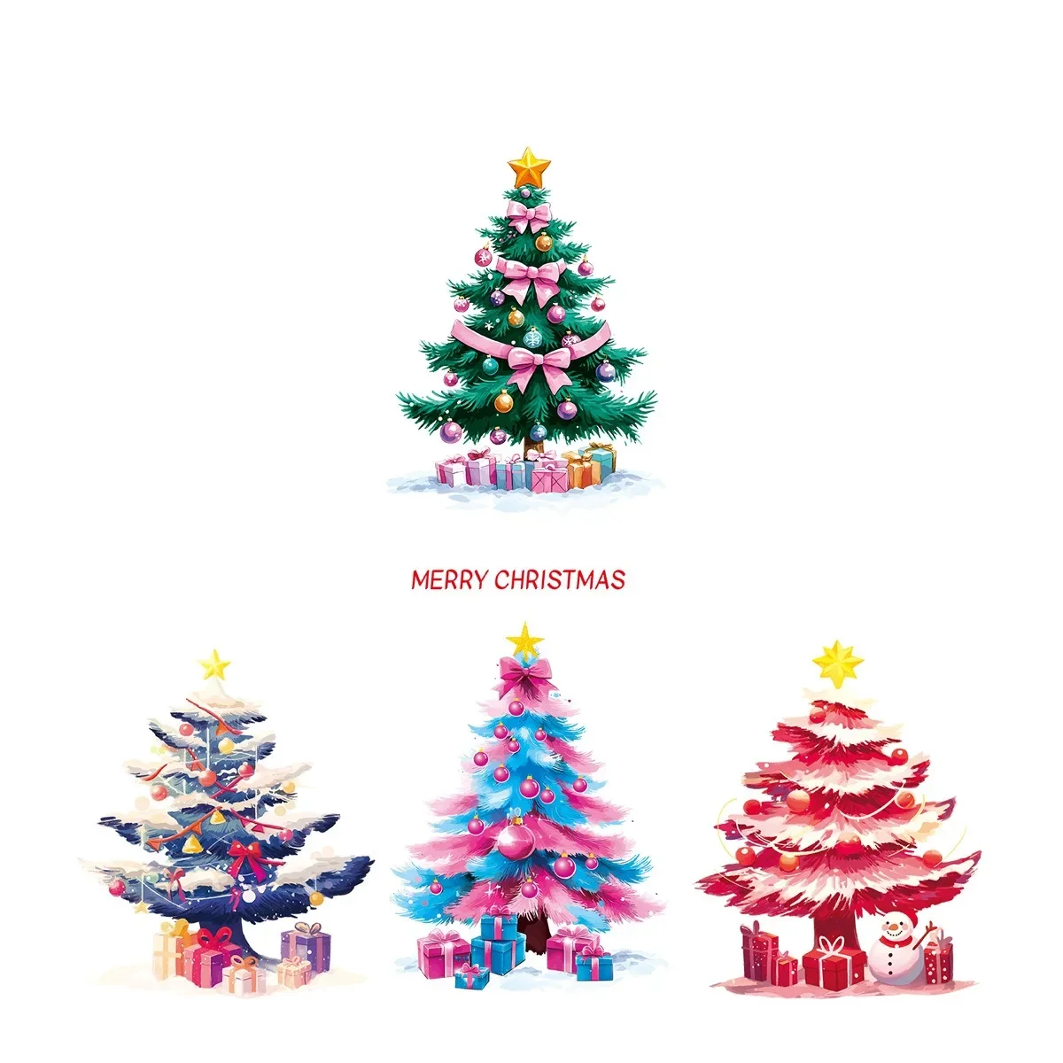 Colorful Snowflake Christmas Tree Window Stickers Snowflake Gif Xmas Tree Stickers Merry Christmas Decor Happy New Year 2026