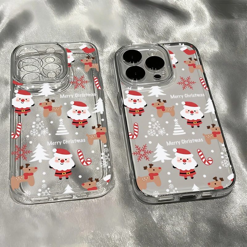 Merry Christmas Santa Claus Pattern Clear Phone Case For iPhone 18 17 16 15 Pro Max 14 13 12 11 XS XR 7 8 Plus 17e 16e Air Cover