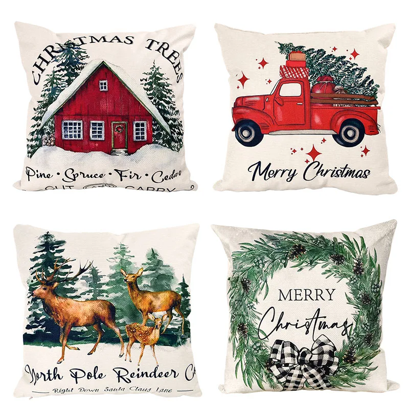 45x45cm Merry Christmas Pillow Cover Christmas Decorative Cushion Pillow Cover For Home Bed Sofa Ornament New Year Xmas Gifts