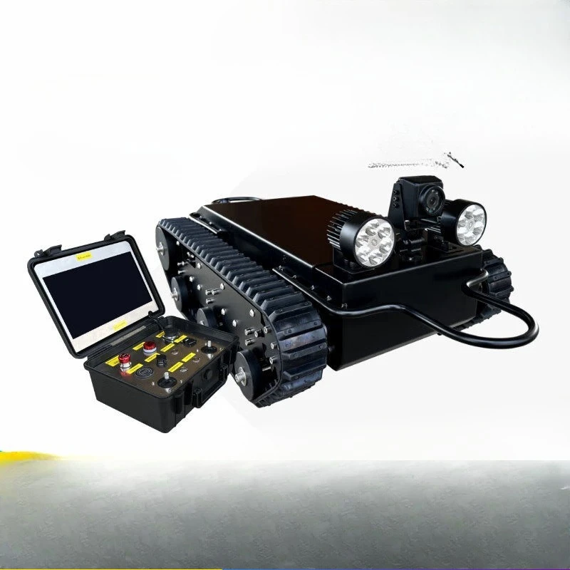 Tracked chassis pipeline robot intelligent wired long-distance remote control tunnel cart 1080P HD video transmission