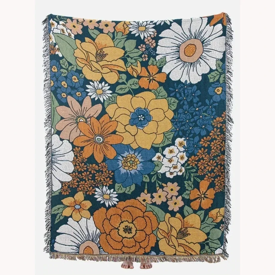 Boho Floral Blankets For Beds Sofa Summer Bed Throw Cover Aesthetic Soft Cotton Bedspread Blanket Living Room Decoration deken