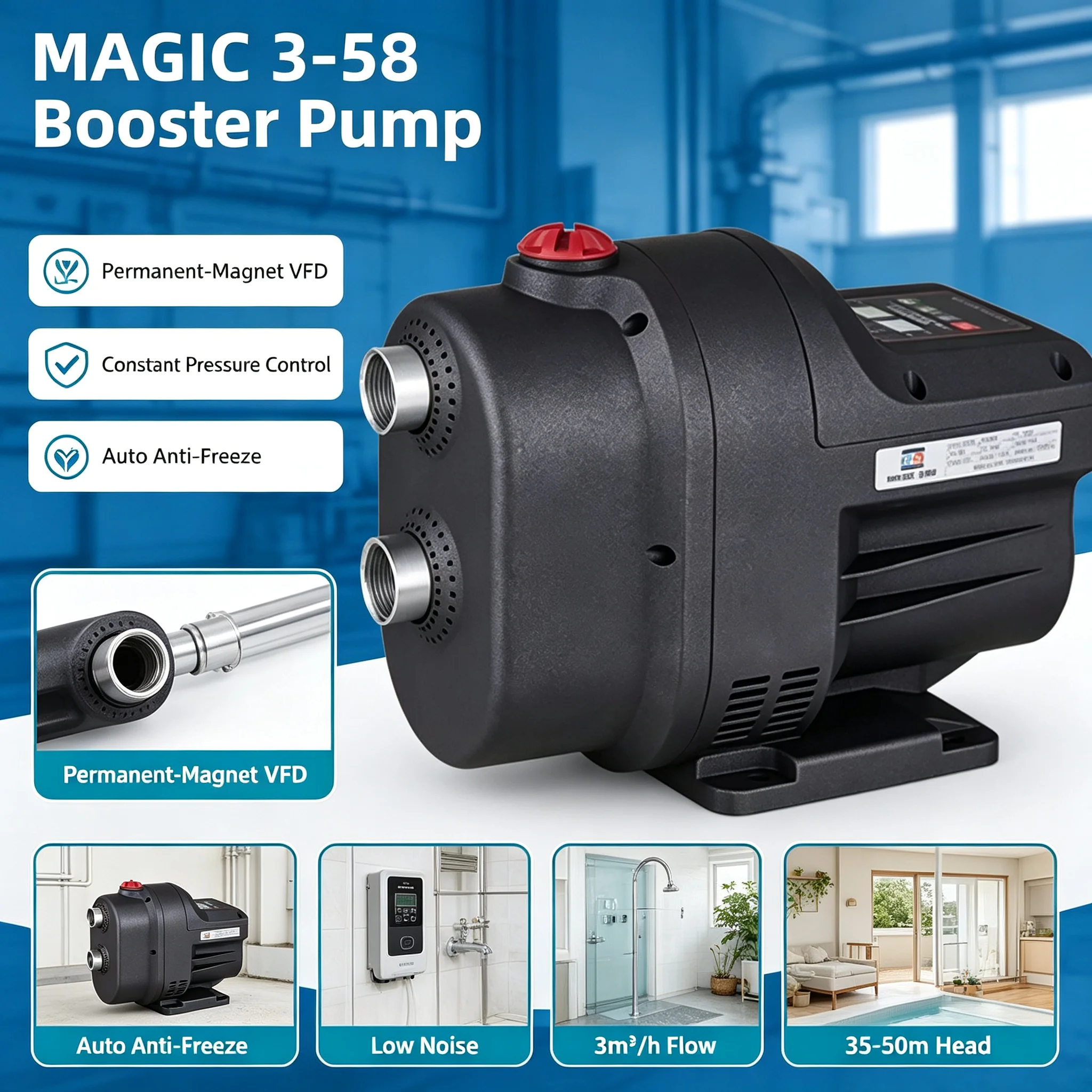 Economical permanent magnet high pressure variable frequency automatic multi-stage booster pump stainless steel