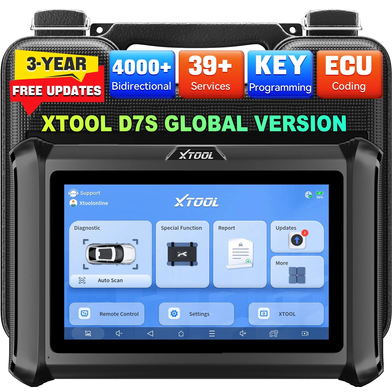 USA Warehouse XTOOL D7S Car ECU Coding Bi-directional Car OBD2 Scanner IMMO Key Programmer Diagnostic Tool for Automotive 2026