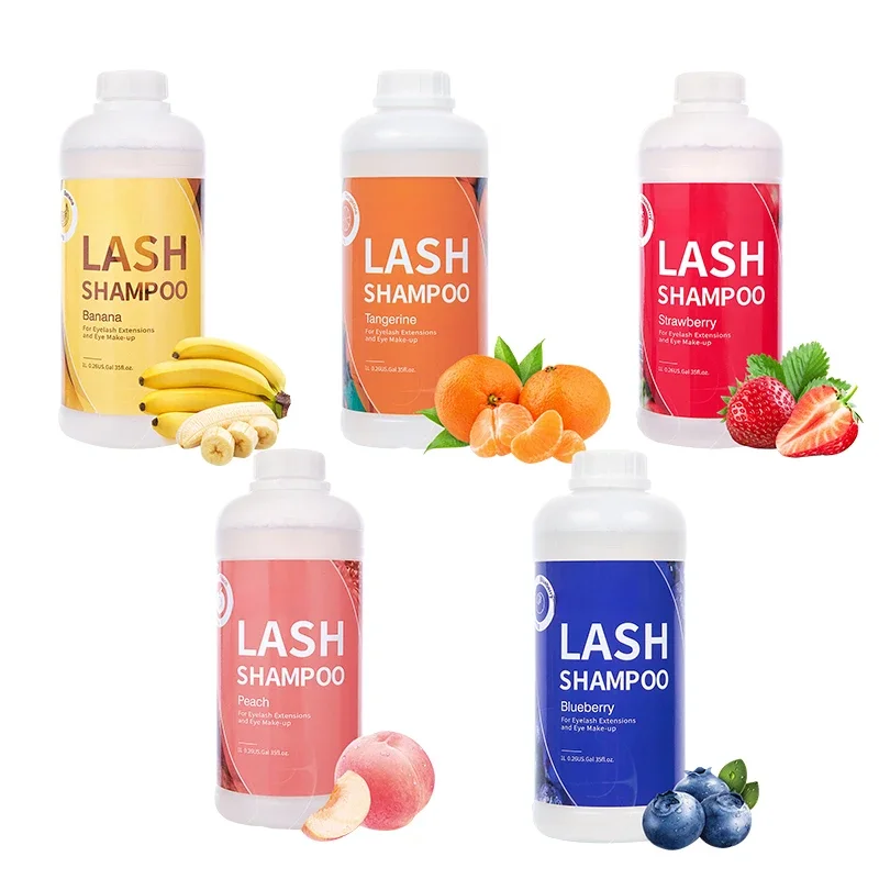 1L Eyelash Cleanser Foam Lash Shampoo No Irritation Pump Press Lash Lift and Growth Kit Bottles Brushes Eyelash Extension