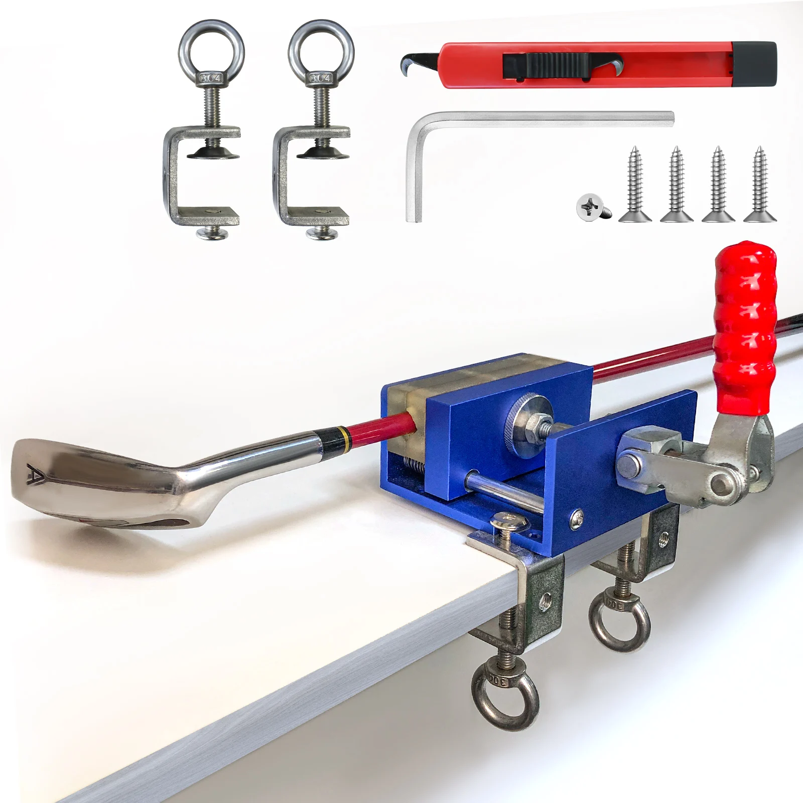 Golf Club Regripping Kit Set Golf Club Vice for Regripping Drill-Free Golf Shaft Clamp Club Holder Vise Grip Removal Tool