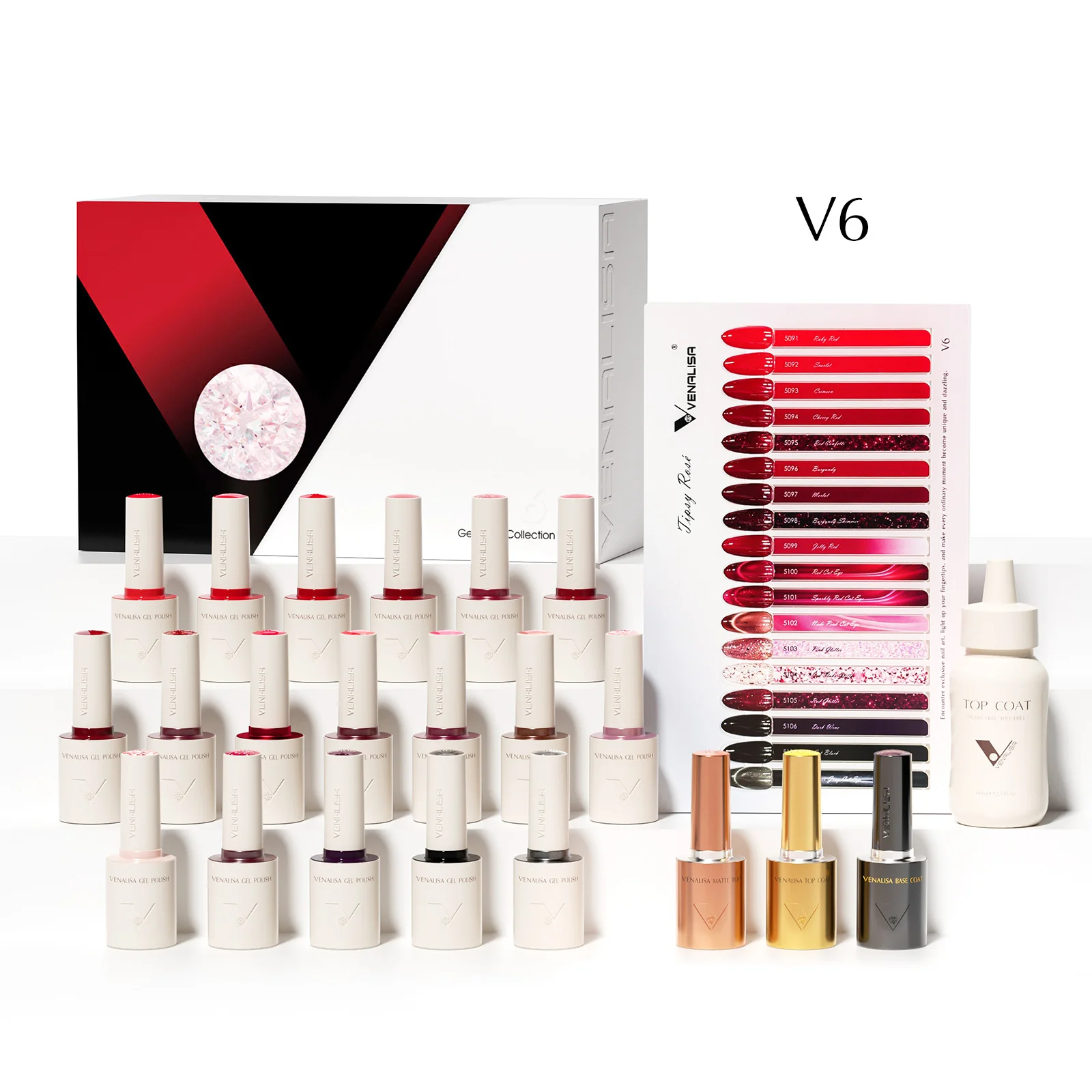 VENALISA V6 New Kit 10ml Nail Gel Polish HEMA FREE TPO FREE Red Colors Winter Gel Pigment Nail Art Long-lasting Gel Nail Varnish