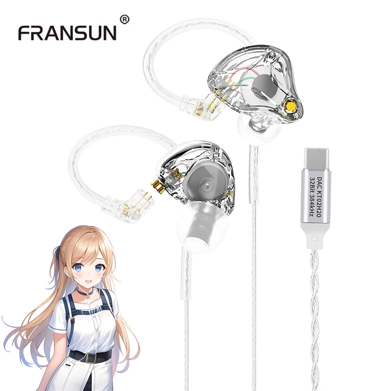 Fransun FR50 1DD Earphones, Hi-Fi, Deep Bass, Sports Monitoring, Music Noise Cancellation, 2-Pin Detachable Cable Earphones