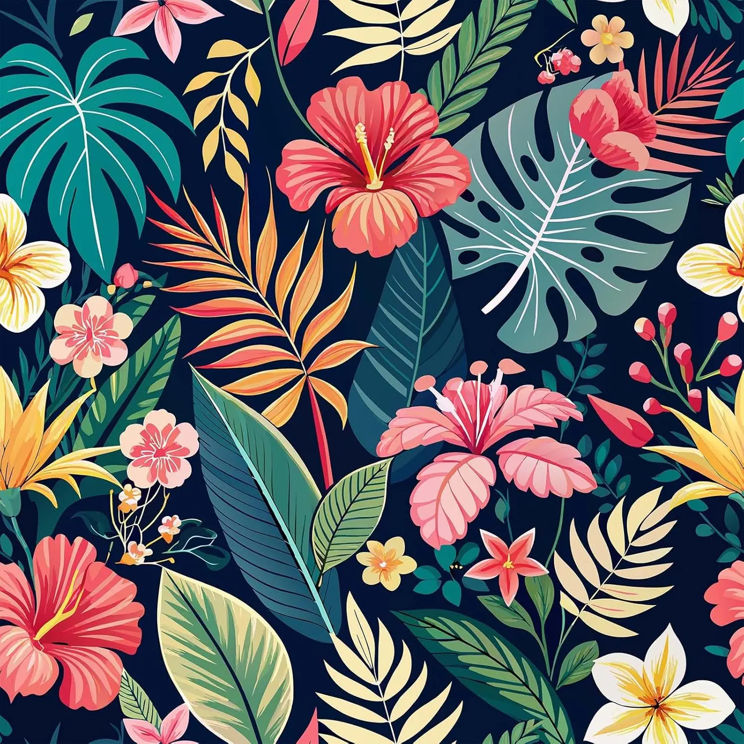 Tropical Palm Leaf Peel and Stick Wallpaper Floral  Removable Contact Paper Botanical Self Adhesive Wall Paper for Cabinets