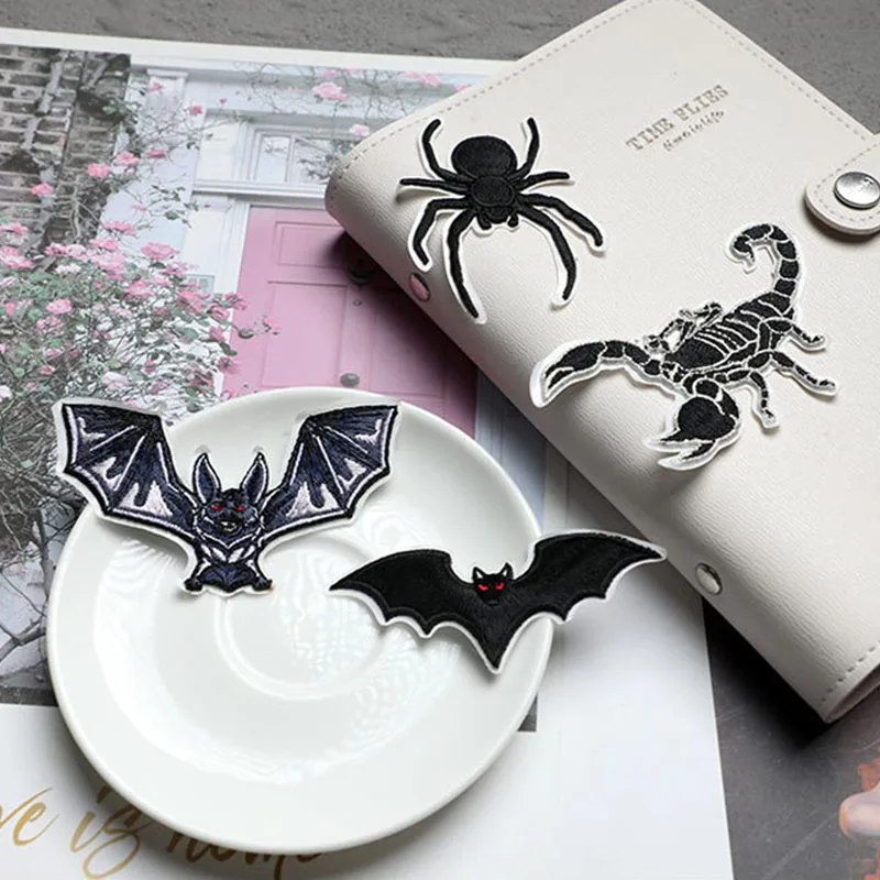 Spider Scorpion Bat Black Animal Self-adhesive Patches For Clothing Applique On Jeans Ironing On Shirt DIY Repair Hole